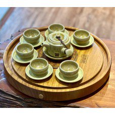 Combo Khay trà trống đồng tròn và Bộ ấm Nghê nhân Ưu Tú Tô Thanh Sơn